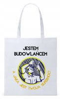 Dla Budowlańca Prezent Torba Eco Biała Shopper Z Nadrukiem Ze Zdjęciem