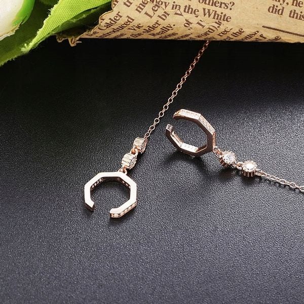 MD długa srebrna nausznica kolczyk łańcuszek S925 zdjęcie 4