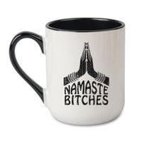 KUBEK "NAMASTE BITCHES" Wzór - Elegant Coffee Czarny 330 ml