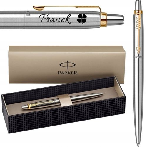 Długopis Parker Jotter Stalowy GT Złocenia Prezent na Walentynki z Grawerem na Arena.pl