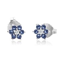 kolczyki kwiatki z szafirami i diamentami kbd0500s