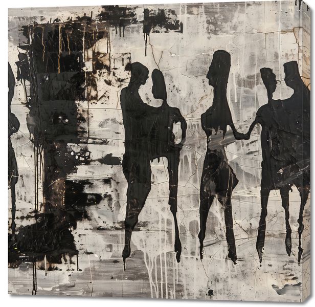 Obraz 100x100cm Szarzy Ludzie zdjęcie 1