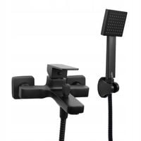 Bateria wannowa ścienna z prysznicem wężem czarna jednouchwytowa YOKA HOME