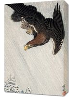 Obraz 40x60cm Eagle Flying in Snow, Koson Japoński Vintage do Salonu
