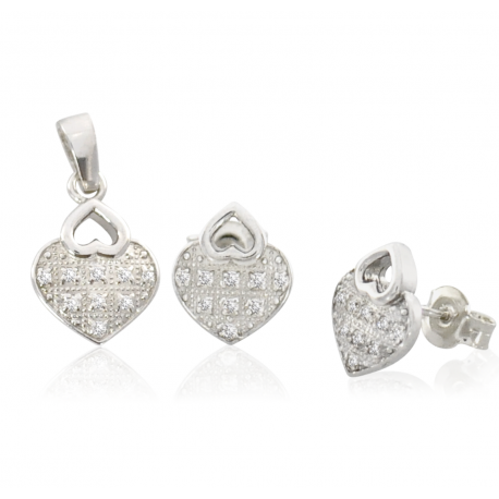 SREBRNY KOMPLET SERDUSZKA Z CYRKONIAMI PRÓBA SREBRA 925 na Arena.pl