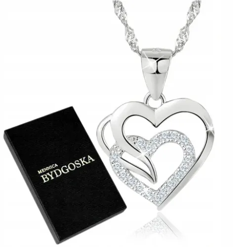 NASZYJNIK SREBRNY ŁAŃCUSZEK DAMSKI Z ZAWIESZKĄ, NASZYJNIK SREBRO PRÓBA 925 na Arena.pl