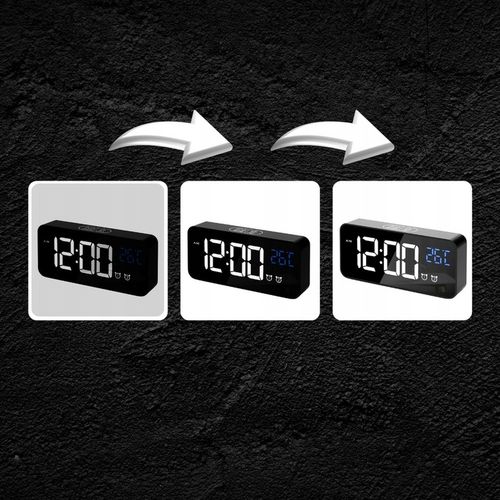 BUDZIK ELEKTRONICZNY ZEGAR LED CYFROWY STOJĄCY TERMOMETR ALARM DATA + USB na Arena.pl