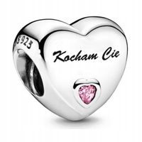 Zawieszka SREBRO 925 Charms Koralik Kocham Cie Walentynki