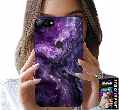 ETUI DO HUAWEI Y7 2018 - FIOLETOWY MARMUREK MODNE KOBIECE + SZKŁO na Arena.pl