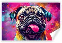 Fototapeta PREMIUM STRUKTURA ZMYWALANA portret psa z kolorowymi klimatami