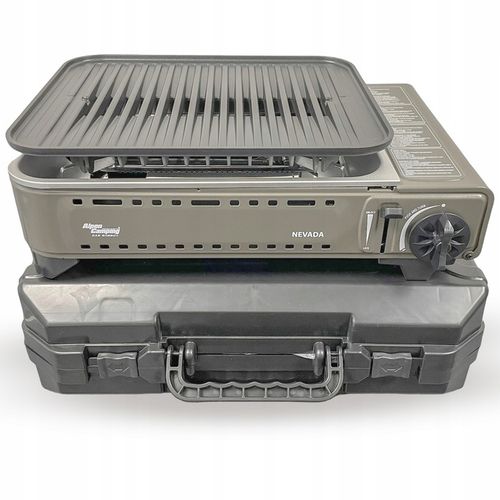 GRILL TURYSTYCZNY na KARTUSZ gazowy ALPEN CAMPING NEVADA + WALIZKA + 8x GAZ na Arena.pl