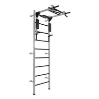 Drabinka gimnastyczna Profi szary + drążek i poręcze do dipów 2w1 | 250 kg