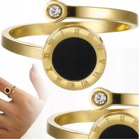 Pierścionek złoty stal chirurgiczna 18K regulowany pozłacany prosty rzymski