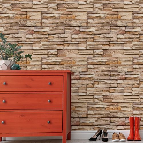 Tapeta Ścienna Do Biura KAMIEŃ ŁUPEK Cegła Wzór 3D na Arena.pl