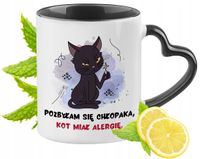 Kot Kotek Kotki Kubek Czarny Z Uszkiem W Kształcie Serca Na Prezent