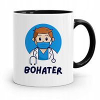 Kubek Czarny Dla Doktora Lekarza Medyka Bohater Z Nadrukiem Ze Zdjęciem