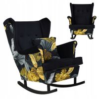 Fotel uszak Ari Print Duo bujany skandynawski Family Meble czarny welu