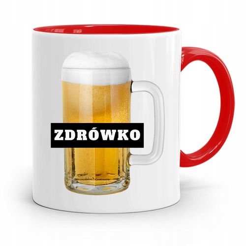 Kubek Czerwony Przyjaciela Zdrówko Piwko Prezent Z Nadrukiem Ze Zdjęciem na Arena.pl