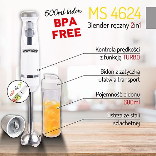 Blender ręczny 2in1 Mesko MS 4624 1000W zdjęcie 4