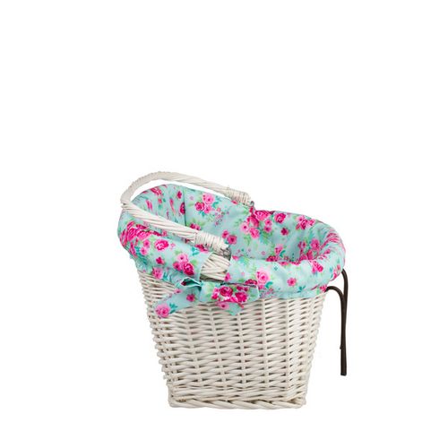 Wiklinowy Kosz Rowerowy Wybielany z Obszyciem 46x34 H23/28 cm na Arena.pl