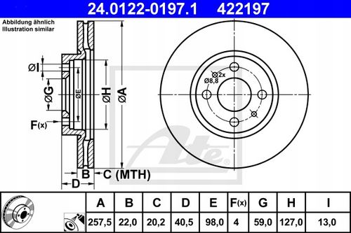 TARCZA HAM PRZOD 258X22 V ATE na Arena.pl