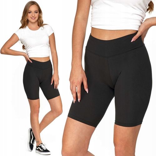 CZARNE LEGGINSY Z WYSOKIM STANEM KOLARKI FIT GETRY KRÓTKIE MORAJ S/M MODNE na Arena.pl