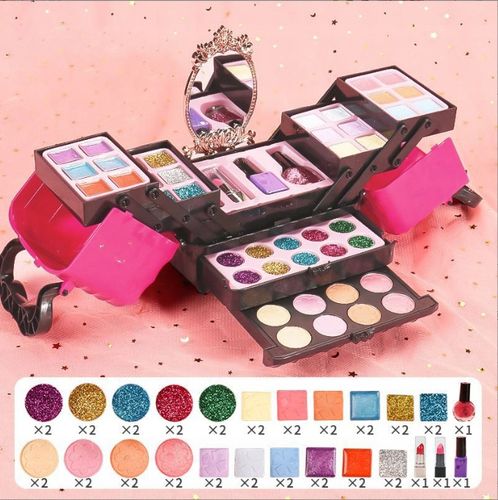 ZESTAW KUFEREK KOSMETYKÓW DO MAKIJAŻU I PAZNOKCI DLA DZIECI PREZENT 52PCS na Arena.pl
