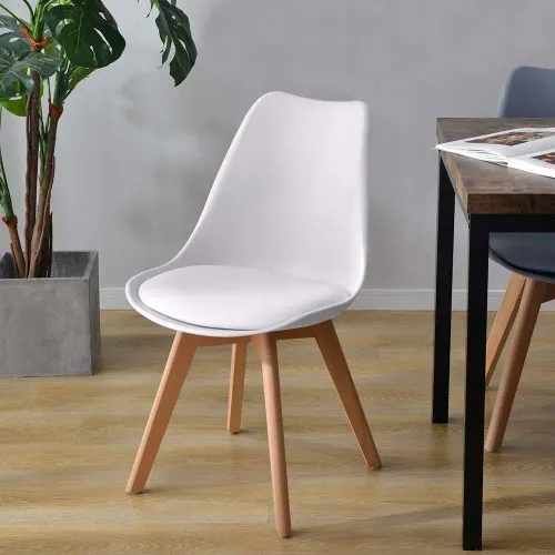 KRZESŁO Z PODUSZKĄ BIAŁE DSW DO JADALNI BIURA SALONU STYL SKANDYNAWSKI na Arena.pl