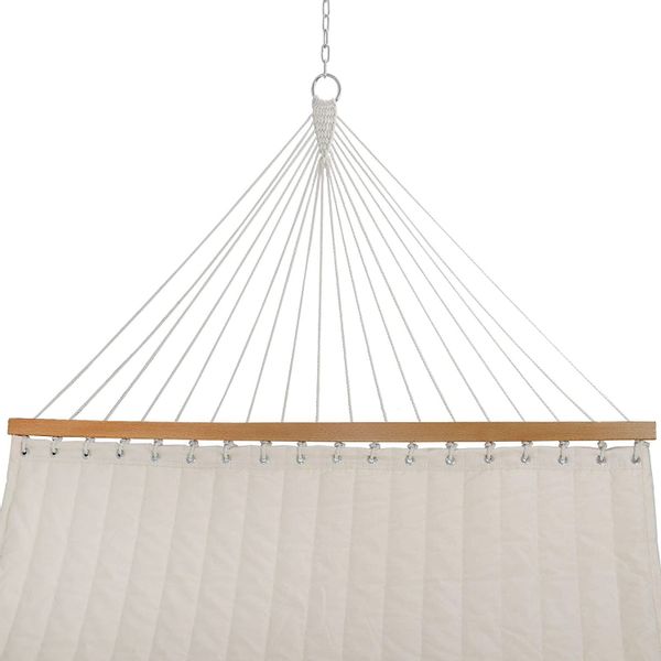 Hamak pikowany dwuosobowy 200x140cm z poprzeczkami i poduszką zdjęcie 3