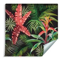 Tapeta do Biura Liście Palmowe i Egzotyczne Kwiaty