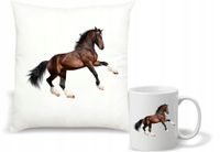 Zestaw PODUSZKA + KUBEK nadruk z motywem KONIA KOŃ UPOMINEK PREZENT