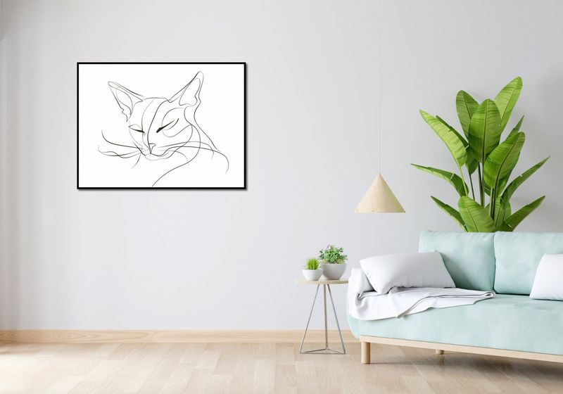 Plakat 100x75cm Linijny Kot zdjęcie 4