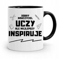 Kubek Czarny Prezent Dzień Nauczyciela Inspiruje Z Nadrukiem Ze Zdjęciem