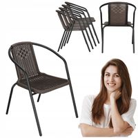 4x KRZESŁO OGRODOWE NA TARAS BALKON MOCNE WYGODNE DO STOŁU BRĄZOWE METALOWE