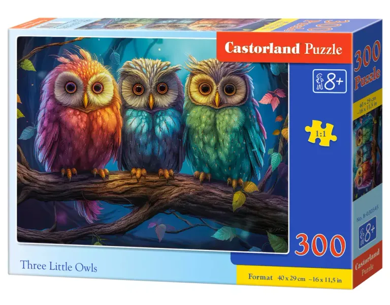 Puzzle 300 elementów. Trzy małe sowy zdjęcie 1
