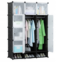 DUŻA SZAFA MODUŁOWA REGAŁ GARDEROBA 12X SZAFKA CZARNA SKŁADANA POJEMNA XXL