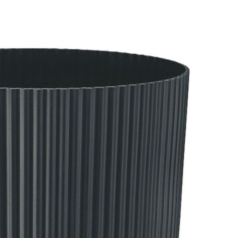 Doniczka plastikowa z podstawką osłonka 16 cm mat antracyt prążkowany wzór na Arena.pl
