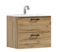 Szafka łazienkowa wisząca LUNA 80 dąb craft złoty z umywalką Alto (W1)