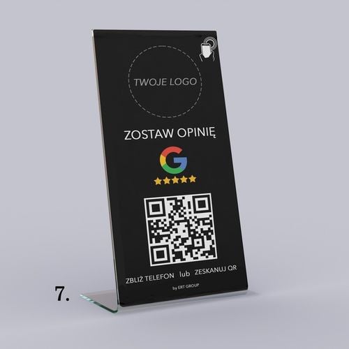 Stojak, STAND NFC, Kod QR do opinii Google Tabliczka Prezenter z logo firmy na Arena.pl