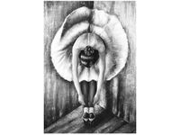 100 70CM OBRAZ PŁÓTNO BALETNICA CZERNI BIELI PŁÓTNO RAMA