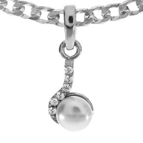 SREBRNY WISIOREK Z PERŁAMI HODOWLANYMI I CYRKONIAMI SREBRO PRÓBY 925 na Arena.pl