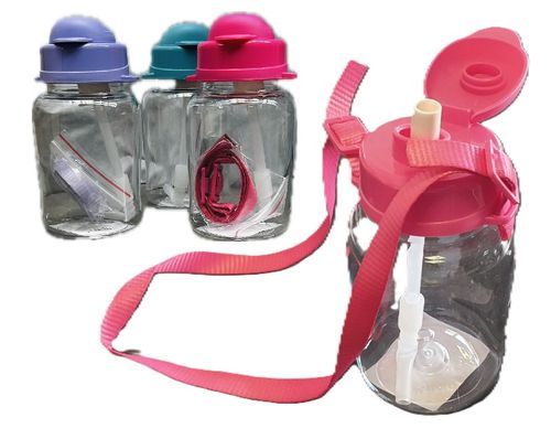 Bidon butelka plastikowa ze słomką i paskiem 330 ml na Arena.pl