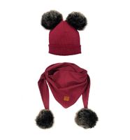 Zestaw czapka i chusta Mija, amarantowy 47