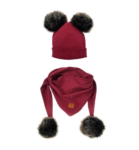 Zestaw czapka i chusta Mija, amarantowy 47 zdjęcie 1