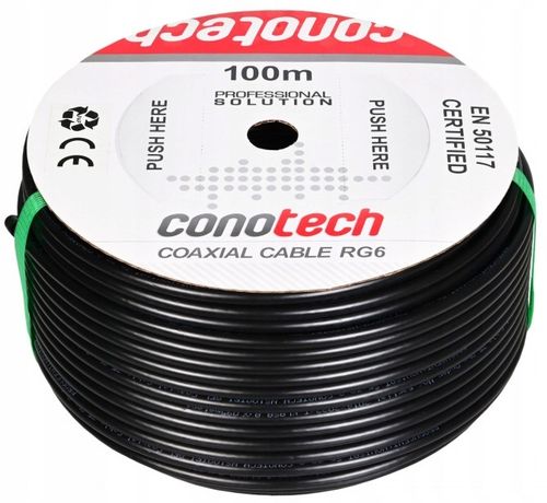 Kabel Przewód Antenowy RG-6 TRISHIELD Żelowany 100m Koncentryczny CU PE Żel na Arena.pl