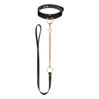 rosy gold   collar with leash   black