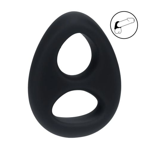 Double Liquid Silicone Cock And Ball Ring - Black na Arena.pl