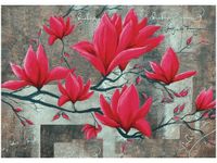 50X70CM FUKSJOWA MAGNOLIA OBRAZ POKOJU DREWNINE