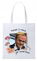 Donald Tusk Platforma Torba Eco Biała Shopper Z Nadrukiem Ze Zdjęciem