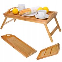 STOLIK ŚNIADANIOWY składany pod laptopa taca do łóżka 50x30 cm bambusowy
